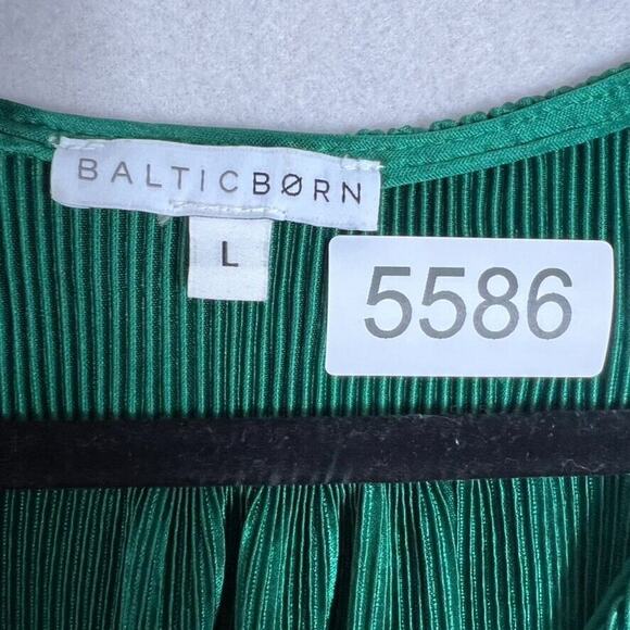Baltic Born Dress Womens Large Green Athena Pleated Long Sleeve Maxi A Line - Picture 10 of 10